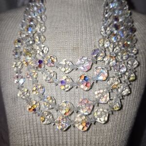 4 Strand Crystal Necklace Vintage Czech Crystal Beads